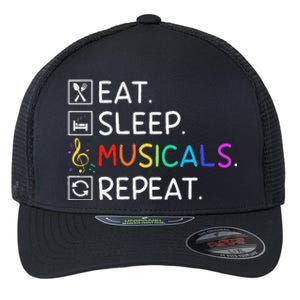 Eat Sleep Musicals Repeat Broadway Theater Novelty Flexfit Unipanel Trucker Cap