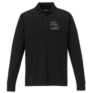 Eat Sleep Musicals Repeat Broadway Theater Novelty Performance Long Sleeve Polo