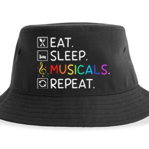 Eat Sleep Musicals Repeat Broadway Theater Novelty Sustainable Bucket Hat