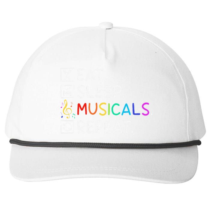 Eat Sleep Musicals Repeat Broadway Theater Novelty Snapback Five-Panel Rope Hat