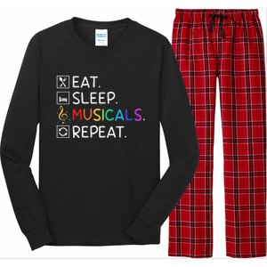 Eat Sleep Musicals Repeat Broadway Theater Novelty Long Sleeve Pajama Set