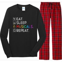 Eat Sleep Musicals Repeat Broadway Theater Novelty Long Sleeve Pajama Set