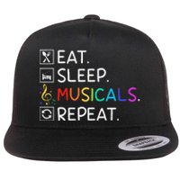 Eat Sleep Musicals Repeat Broadway Theater Novelty Flat Bill Trucker Hat