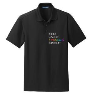 Eat Sleep Musicals Repeat Broadway Theater Novelty Dry Zone Grid Polo