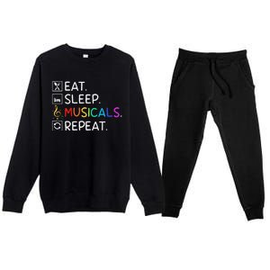 Eat Sleep Musicals Repeat Broadway Theater Novelty Premium Crewneck Sweatsuit Set