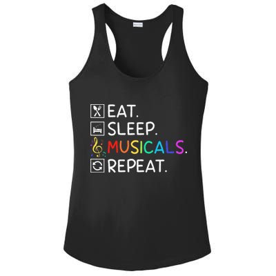 Eat Sleep Musicals Repeat Broadway Theater Novelty Ladies PosiCharge Competitor Racerback Tank