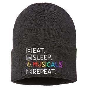 Eat Sleep Musicals Repeat Broadway Theater Novelty Sustainable Knit Beanie