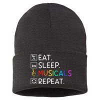 Eat Sleep Musicals Repeat Broadway Theater Novelty Sustainable Knit Beanie