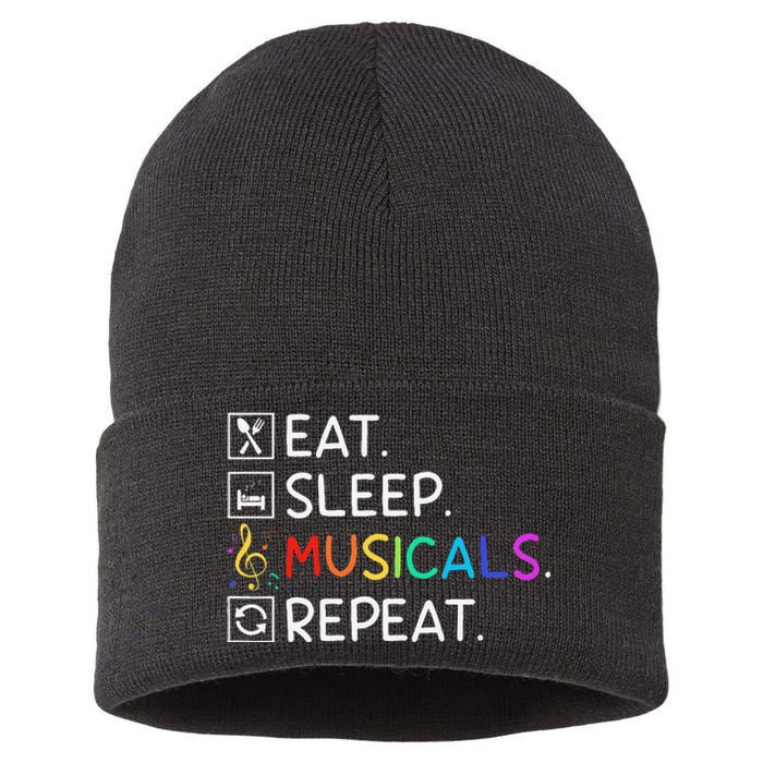 Eat Sleep Musicals Repeat Broadway Theater Novelty Sustainable Knit Beanie