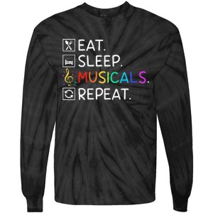 Eat Sleep Musicals Repeat Broadway Theater Novelty Tie-Dye Long Sleeve Shirt