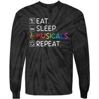 Eat Sleep Musicals Repeat Broadway Theater Novelty Tie-Dye Long Sleeve Shirt