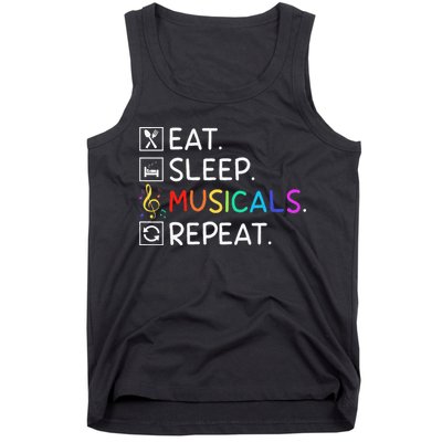 Eat Sleep Musicals Repeat Broadway Theater Novelty Tank Top