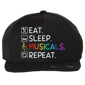 Eat Sleep Musicals Repeat Broadway Theater Novelty Wool Snapback Cap