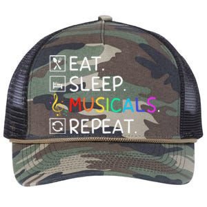 Eat Sleep Musicals Repeat Broadway Theater Novelty Retro Rope Trucker Hat Cap