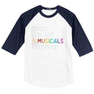 Eat Sleep Musicals Repeat Broadway Theater Novelty Baseball Sleeve Shirt