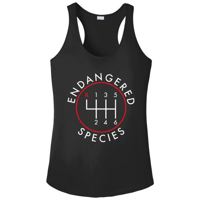 Endangered Species; Manual Car Funny Joke Ladies PosiCharge Competitor Racerback Tank