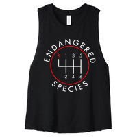 Endangered Species; Manual Car Funny Joke Women's Racerback Cropped Tank