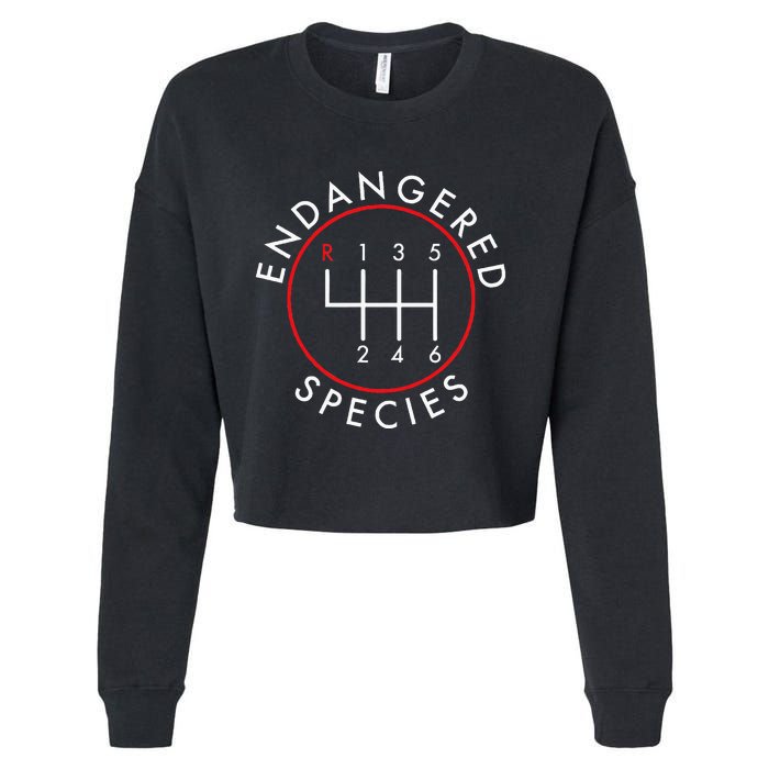 Endangered Species; Manual Car Funny Joke Cropped Pullover Crew