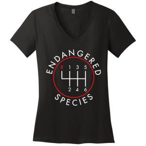 Endangered Species; Manual Car Funny Joke Women's V-Neck T-Shirt