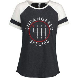 Endangered Species; Manual Car Funny Joke Enza Ladies Jersey Colorblock Tee