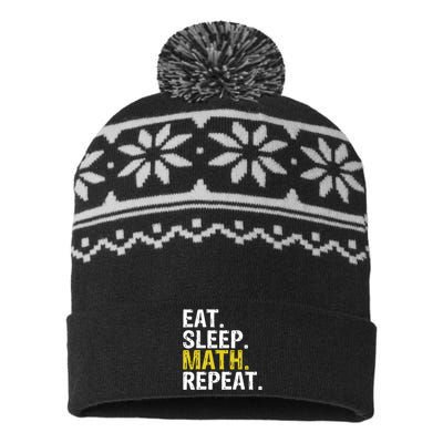 Eat Sleep Math Repeat Mathematics Gift Meaningful Gift USA-Made Snowflake Beanie