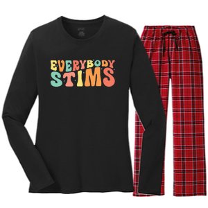 Everybody Stims Neurodiversity Acceptance SPED Teacher  Women's Long Sleeve Flannel Pajama Set 