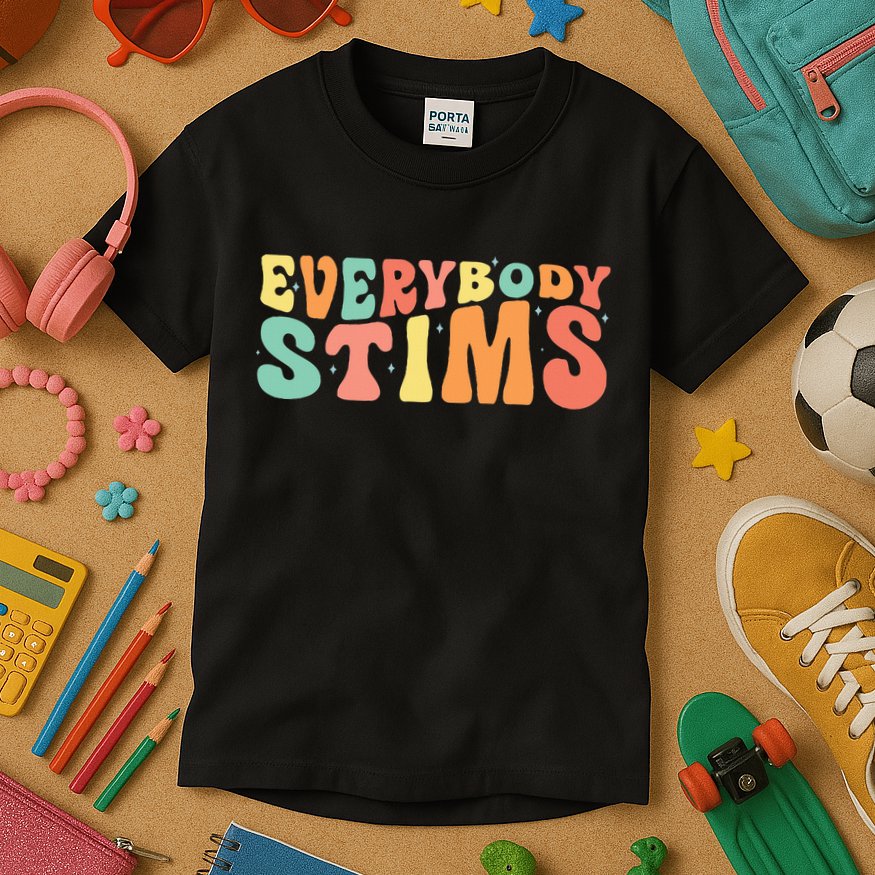 Everybody Stims Neurodiversity Acceptance SPED Teacher  Kids T-Shirt