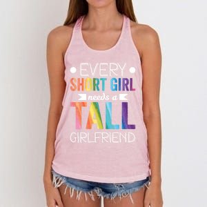 Every Short Needs Tall Friend Lgbt Valentines Day Gift Women's Knotted Racerback Tank