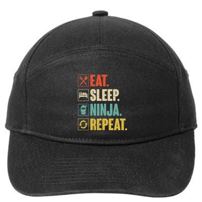 Eat Sleep Ninja Repeat Funny Martial Ninja 7-Panel Snapback Hat