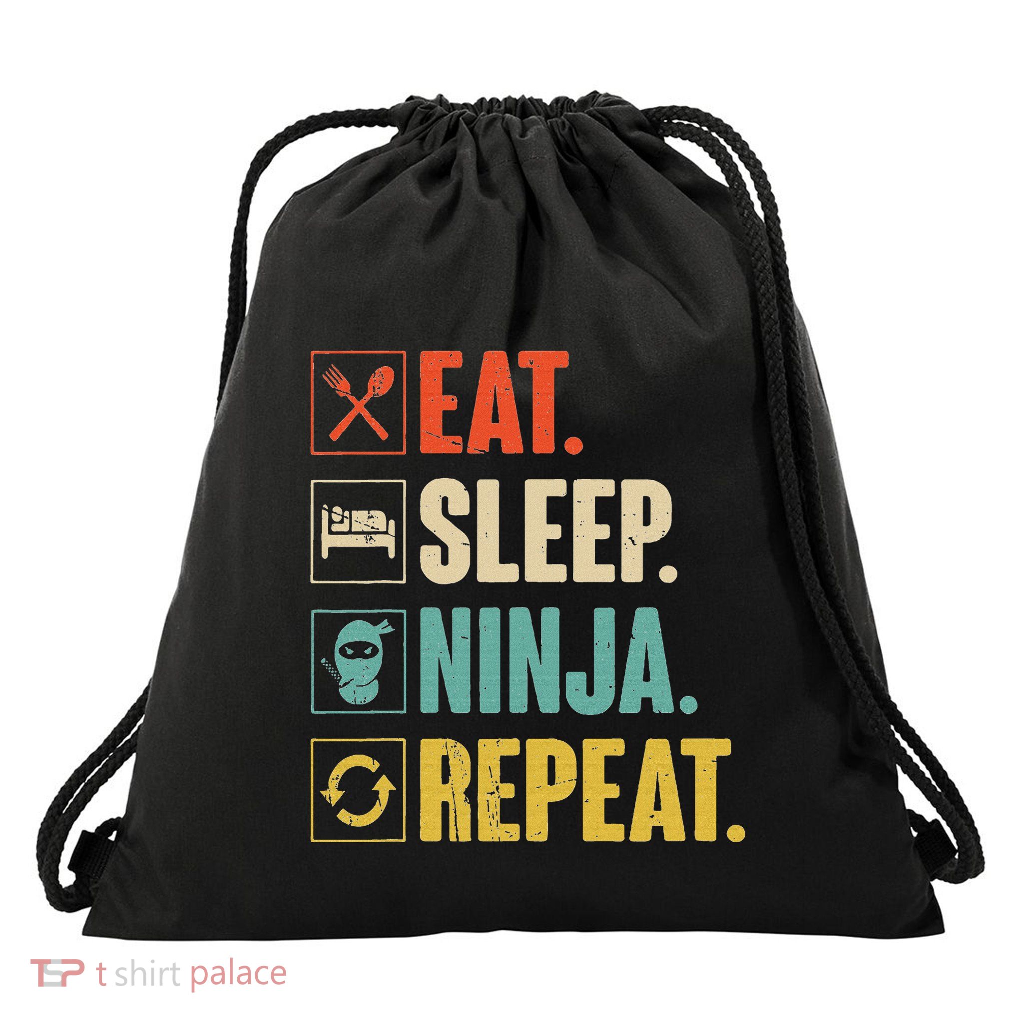 Eat Sleep Ninja Repeat Funny Martial Ninja Drawstring Bag