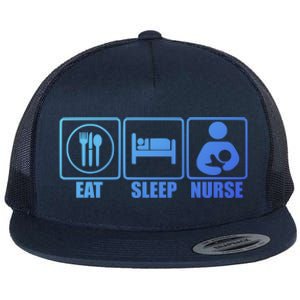 Eat Sleep Nurse Breastfeeding Gift For Moms Gift Flat Bill Trucker Hat