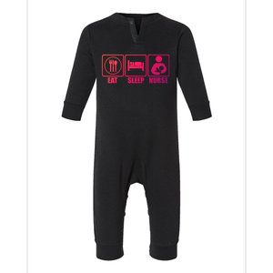 Eat Sleep Nurse Breastfeeding Gift For Moms Gift Infant Fleece One Piece