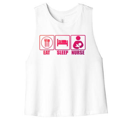 Eat Sleep Nurse Breastfeeding Gift For Moms Gift Women's Racerback Cropped Tank