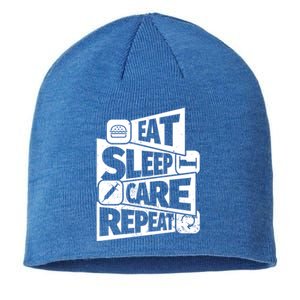 Eat Sleep Nurse Repeat Funny Nurse Funny Humor Gift Sustainable Beanie