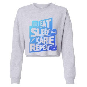 Eat Sleep Nurse Repeat Funny Nurse Funny Humor Gift Cropped Pullover Crew