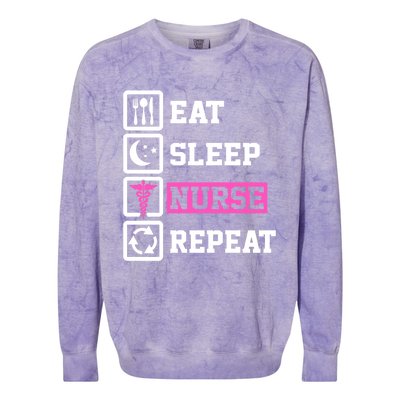 Eat Sleep Nurse Repeat Funny Nursing Mom Cute Gift Colorblast Crewneck Sweatshirt