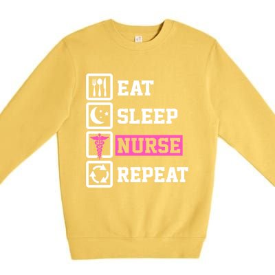 Eat Sleep Nurse Repeat Funny Nursing Mom Cute Gift Premium Crewneck Sweatshirt