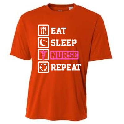 Eat Sleep Nurse Repeat Funny Nursing Mom Cute Gift Cooling Performance Crew T-Shirt