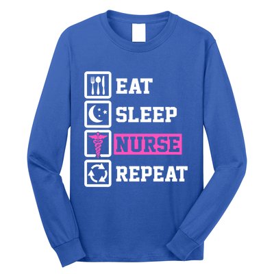 Eat Sleep Nurse Repeat Funny Nursing Mom Cute Gift Long Sleeve Shirt