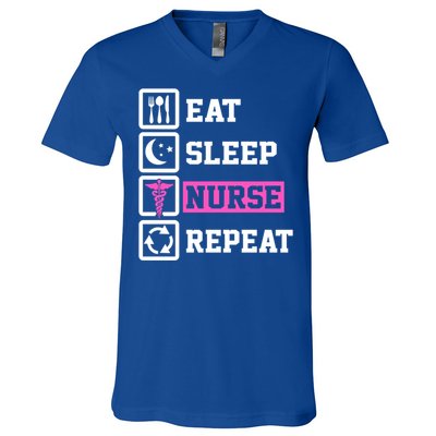 Eat Sleep Nurse Repeat Funny Nursing Mom Cute Gift V-Neck T-Shirt