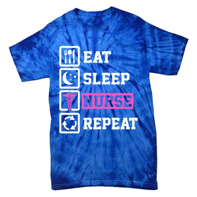 Eat Sleep Nurse Repeat Funny Nursing Mom Cute Gift Tie-Dye T-Shirt