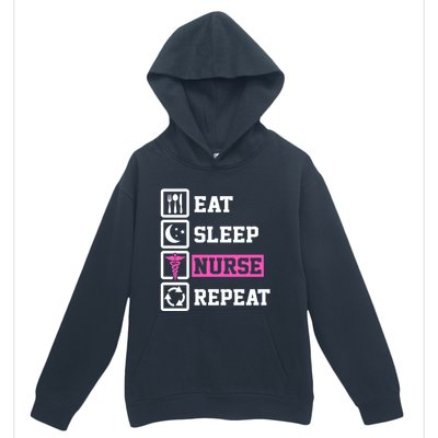 Eat Sleep Nurse Repeat Funny Nursing Mom Cute Gift Urban Pullover Hoodie