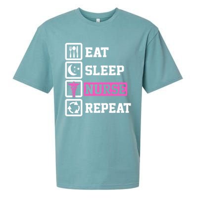 Eat Sleep Nurse Repeat Funny Nursing Mom Cute Gift Sueded Cloud Jersey T-Shirt