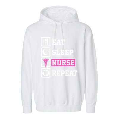 Eat Sleep Nurse Repeat Funny Nursing Mom Cute Gift Garment-Dyed Fleece Hoodie