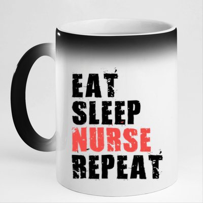 Eat Sleep Nurse Repeat Motivational Gift Ace003c Gift 11oz Black Color Changing Mug