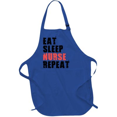 Eat Sleep Nurse Repeat Motivational Gift Ace003c Gift Full-Length Apron With Pockets