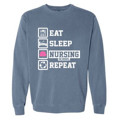 Eat Sleep Nursing School Repeat Funny Nursing School Gift Garment-Dyed Sweatshirt