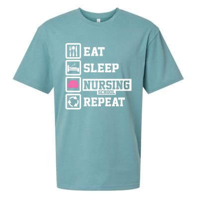 Eat Sleep Nursing School Repeat Funny Nursing School Gift Sueded Cloud Jersey T-Shirt