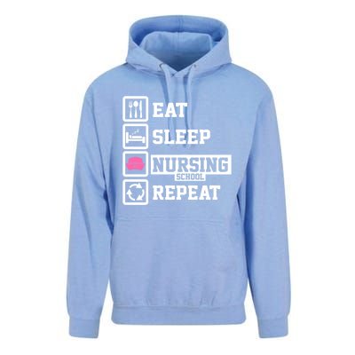 Eat Sleep Nursing School Repeat Funny Nursing School Gift Unisex Surf Hoodie