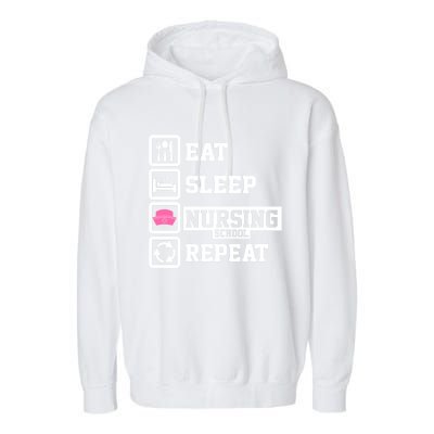 Eat Sleep Nursing School Repeat Funny Nursing School Gift Garment-Dyed Fleece Hoodie